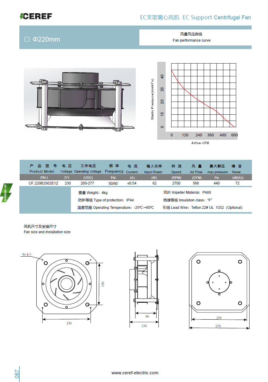 EC220薄支架离心风机样册